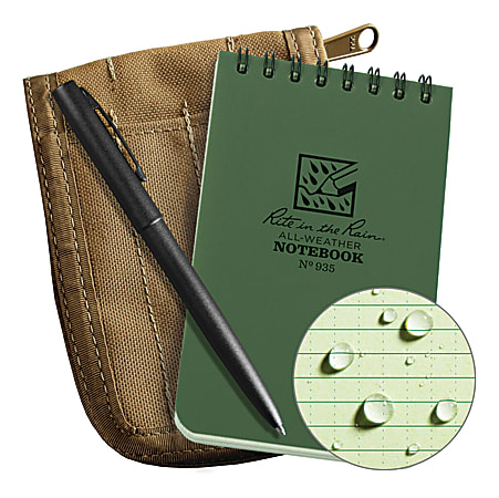 Rite In The Rain® Pocket Top-Spiral Notebook Kit, 3" x 5", Green