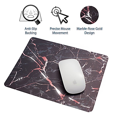 Marble Mouse Pad High Quality Ultra Thin Reflective Non Slip Mousepad Mat For Desktop Home Office Desk Top PC Computer - Black/Rose Gold