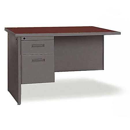 Lorell® 67000 Series Right Desk Return, 29"H x 48"W x 24"D, Mahogany/Charcoal