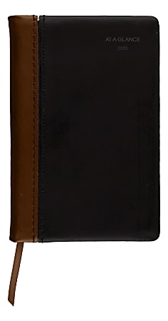 AT-A-GLANCE® Fine Diary Weekly/Monthly Pocket Diary, 2-3/4" x 4-1/4", Black/Brown
