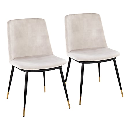 LumiSource Wanda Contemporary Chairs, Black/Beige/Gold, Set Of 2