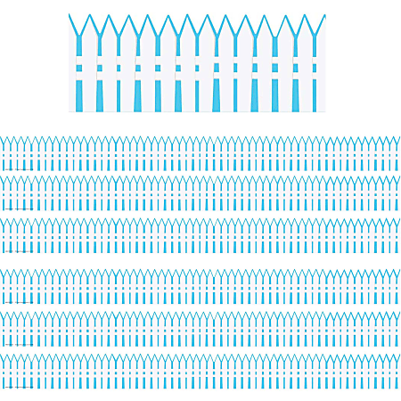 Eureka School Extra-Wide Deco Trim, A Teachable Town Picket Fence, 37’ Per Pack, Set Of 6 Packs