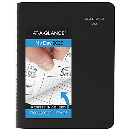 2025 AT-A-GLANCE® 4-Person Daily Appointment Book, 8" x 11", Black, January To December, 7082205