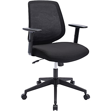 LYS Mid-Back Task Chair - Fabric Seat - Mid Back - 5-star Base - Black - Armrest - 1 Each
