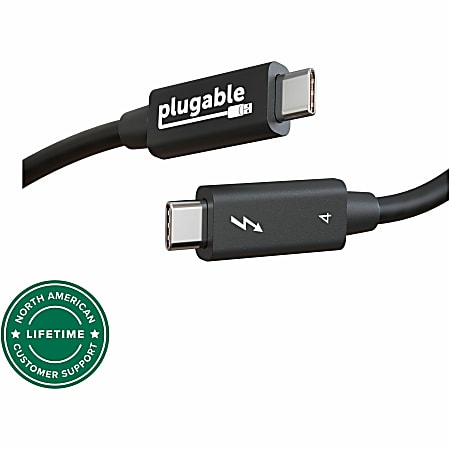 Plugable Thunderbolt 4 Cable [Thunderbolt Certified] - 2M/6.6ft, 100W Charging, Single 8K or Dual 4K Displays, 40Gbps Data Transfer, Driverless