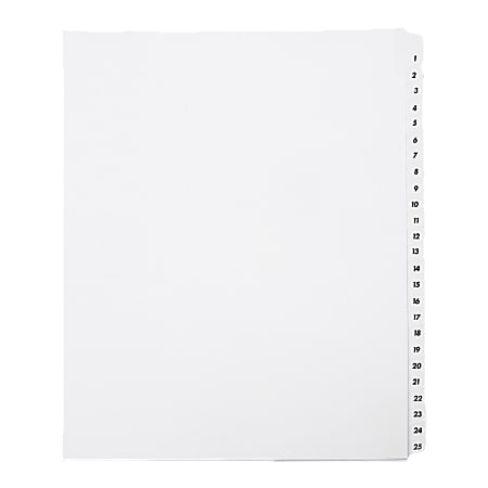 SKILCRAFT® Index Divider Sheets With Numerical Tabs, 1-25,