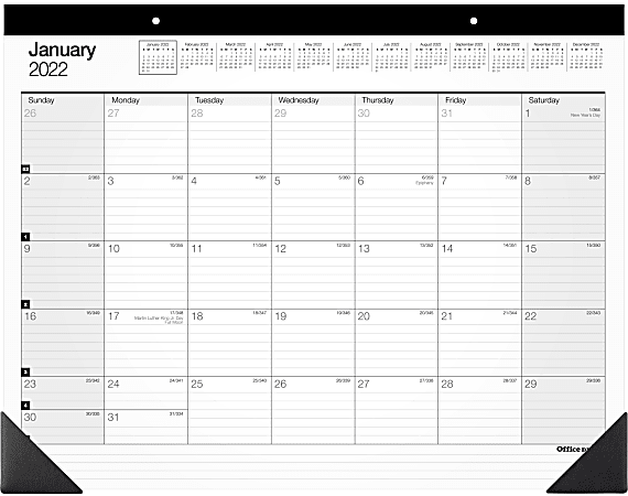 Office Depot® Brand Monthly Desk Calendar, 22" x 17", White, January To December 2022, SP24D00