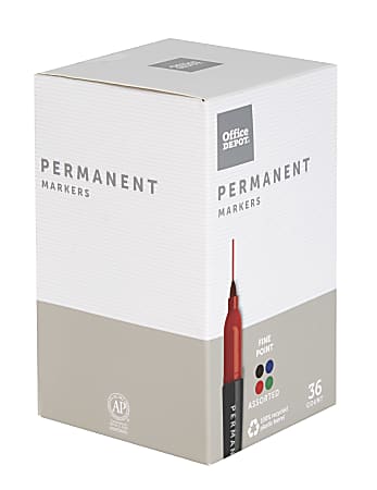 Office Depot Brand Permanent Markers Fine Point 100percent Recycled Plastic  Barrel Assorted Colors Pack Of 12 - Office Depot