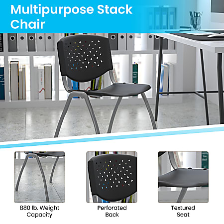 Flash Furniture HERCULES Series Plastic Stack Chairs Black Set Of