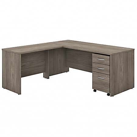 Bush® Business Furniture Studio C 72"W L-Shaped Desk With Mobile File Cabinet And 42"W Return, Modern Hickory, Premium Installation
