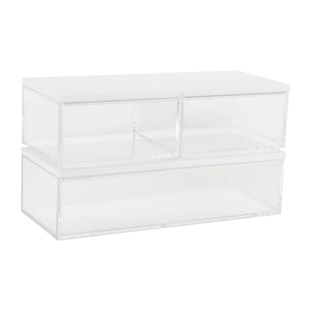 Martha Stewart Brody Plastic Storage Organizer Bins With Lids, 2"H x 3"W x 7-1/2"D, Clear/White, Set Of 3 Bins