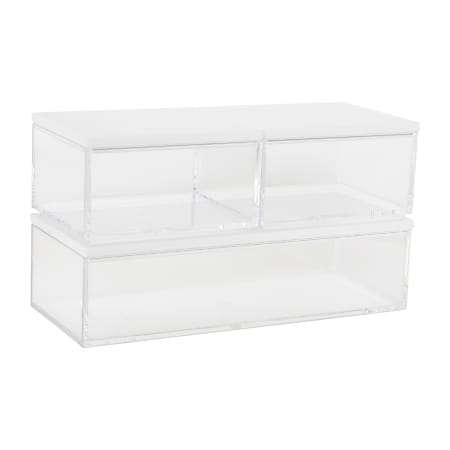 Martha Stewart Brody Plastic Storage Organizer Bins With Lids, 2"H x 3"W x 7-1/2"D, Clear/White, Set Of 3 Bins, BEPB3316WD3CLWH