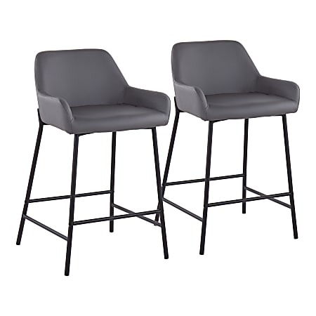 Lumisource Daniella Counter Stools, Gray/Black, Set Of 2 Stools, B24DNLA2BKPUGY2