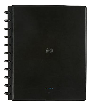 TUL® Wireless/Wired Charging Discbound Notebook, Leather Cover, Letter Size, Black
