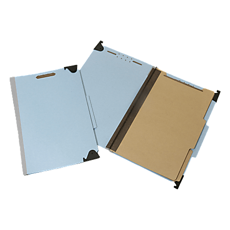 SKILCRAFT® Heavy-Duty Hanging File Folders With 6-Section Fastener, 1" Capacity, Legal Size, 60% Recycled, Blue, Box Of 5 (AbilityOne 7530-01-621-6199)