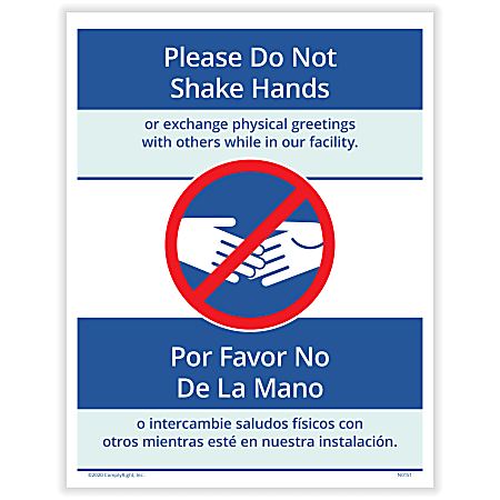 ComplyRight™ Coronavirus And Health Safety Posting Notice, Please Do Not Shake Hands, English, 8-1/2" x 11"