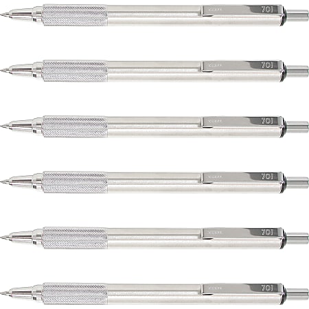Zebra Pen STEEL 7 Series F-701 Retractable Ballpoint Pen - 0.7 mm Pen Point Size - Refillable - Retractable - Black - Stainless Steel Barrel - 6 / Box Zebra Pen STEEL 7 Series F-701 Retractable Ballpoint Pen - 0.7 mm Pen Point Size - Refillable - Retractable - Black - Stainless Steel Barrel - 6 / Box