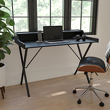 Flash Furniture 47"W Computer Desk With Top Shelf, Black