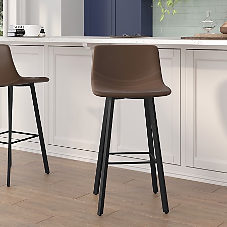Flash Furniture Caleb Modern Armless Commercial-Grade Bar Stools, Chocolate Brown/Black, Set Of 2 Stools