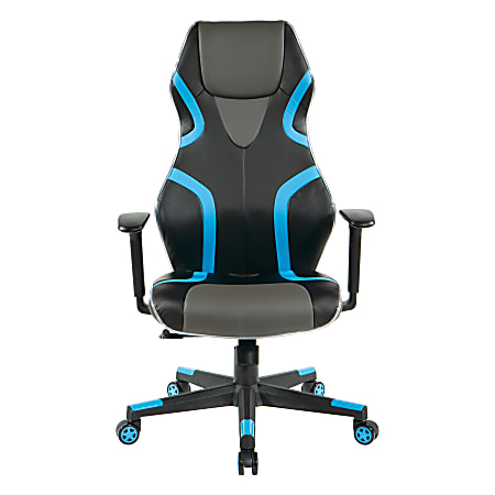 Office Star™ Rogue Faux Leather Gaming Chair, Black/Blue