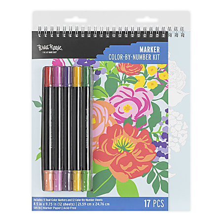 Brea Reese&reg; Color-by-Number Marker Pad Kit, Fruit &amp; Floral Designs