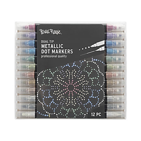 Brea Reese Dual-Tip Dot Markers, Pack Of 12 Markers, Twin Tip, Metallic Ink