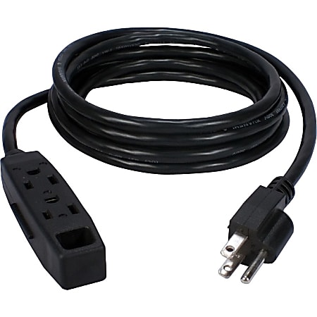QVS 5-Pack 3-Outlet 3-Prong 10ft Power Extension Cord - NEMA 5-15P - 3x NEMA 5-15R - 10 ft Cord - 13 A Current - PC3PX105PK