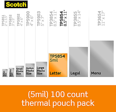 Scotch Thermal Laminating Pouches TP5854 100 8 1516 x 11 716 Clear