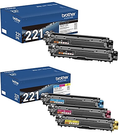 Brother® TN221 Black And Cyan, Magenta, Yellow Toner Cartridges, Pack Of 5, TN221KKCMY-OD