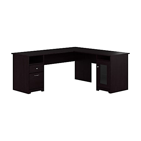 Bush Furniture Cabot 72"W L-Shaped Computer Desk With Storage, Espresso Oak, Standard Delivery
