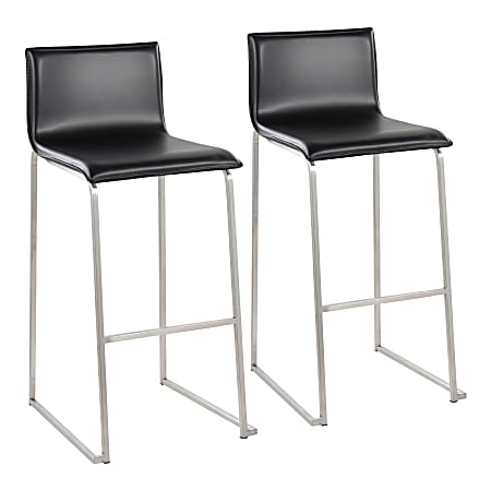 LumiSource Mara Bar Stools, Silver/Black, Set Of 2 Stools