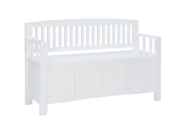 Linon Jude Storage Bench 32 H x 50 W x 17 14 D White Office Depot