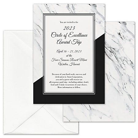 Custom Premium Event Invitations With Envelopes, 5" x 7", Sleek Marble, Box Of 25 Cards