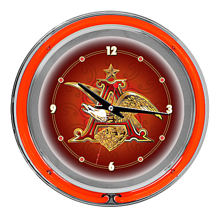 Budweiser A & Eagle® Neon Clock, 14" Diameter, Orange