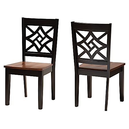 Baxton Studio Nicolette Dining Chairs, Dark Brown/Walnut Brown,