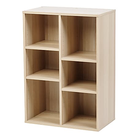 IRIS 33"H 6-Cube Storage Bookcase, Light Brown