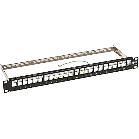 Eaton Tripp Lite Series 24-Port 1U Rack-Mount Shielded Blank Keystone/Multimedia Patch Panel, RJ45 Ethernet, USB, HDMI, Cat5e/6 - N062024KJSH