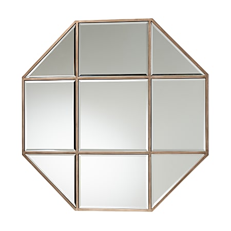 Baxton Studio Modern And Contemporary Geometric Accent Wall Mirror, 36" x 36", Antique Bronze/Gold