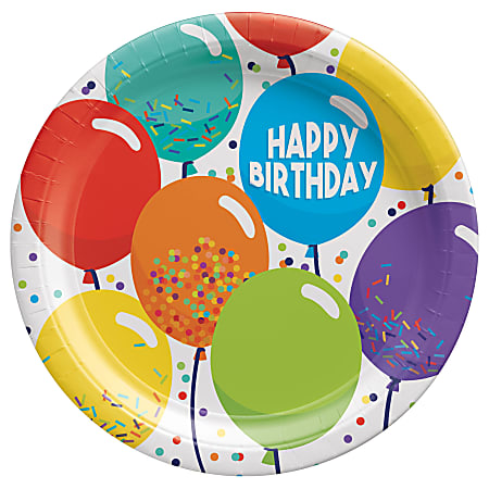 Amscan Birthday Celebration Paper Plates, 7", Multicolor, Pack Of 60 Plates
