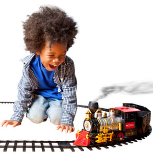 mota holiday toy train set with smoke & sounds