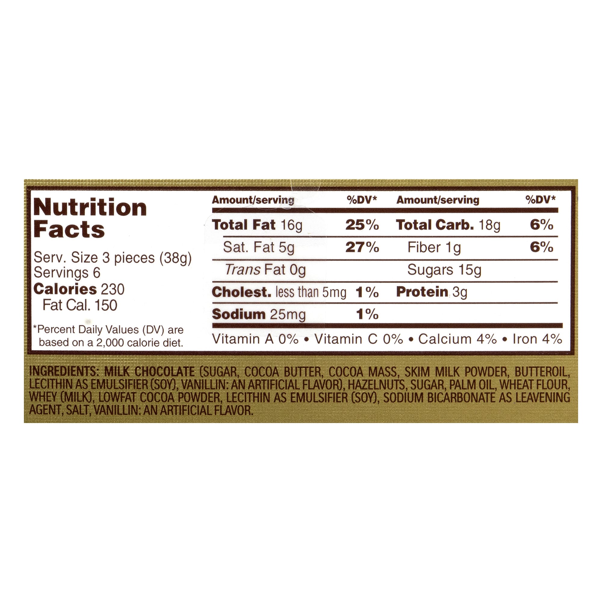 ferrero rocher nutrition