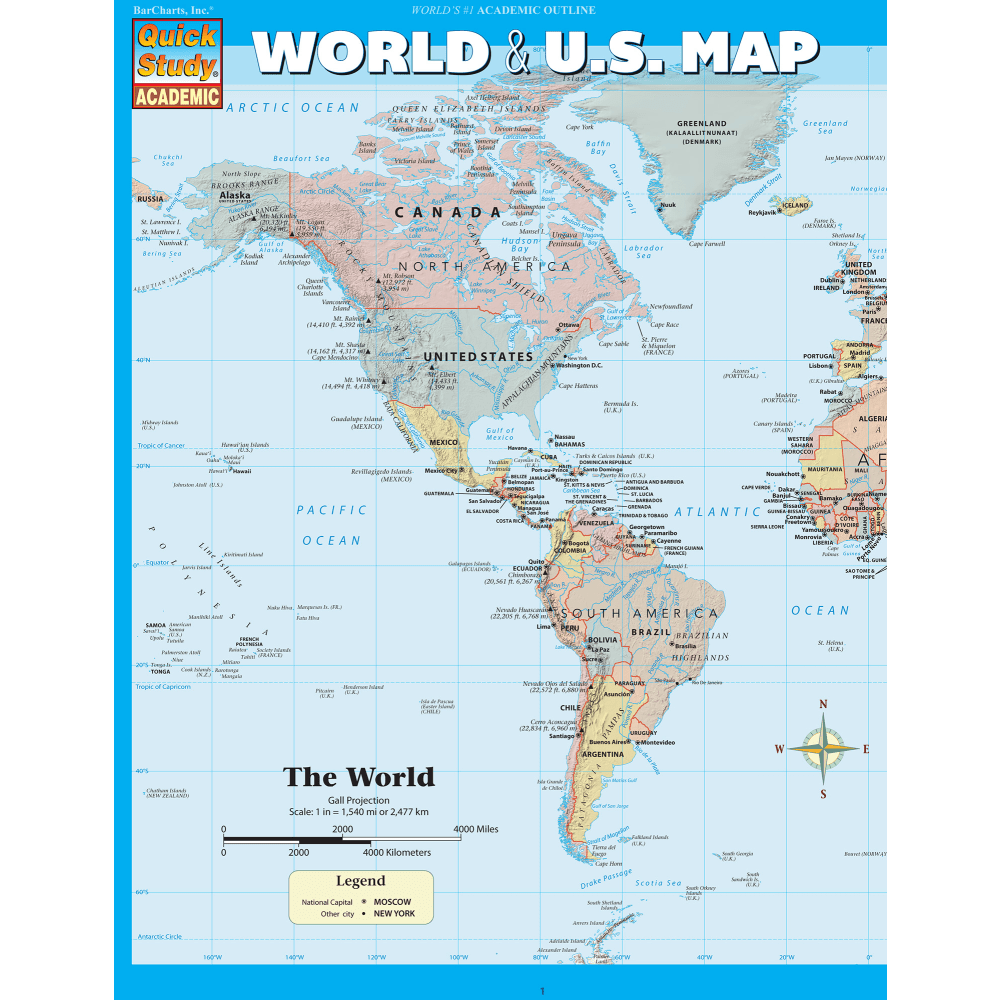 QuickStudy Guide, World & U.S. Map