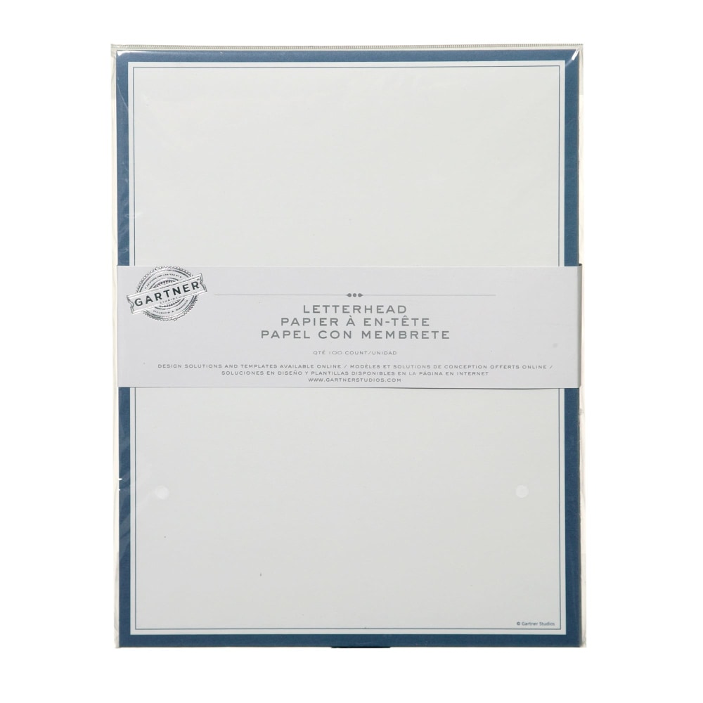 Gartner™ Studios Stationery, 8 1/2" x 11", Navy/White,