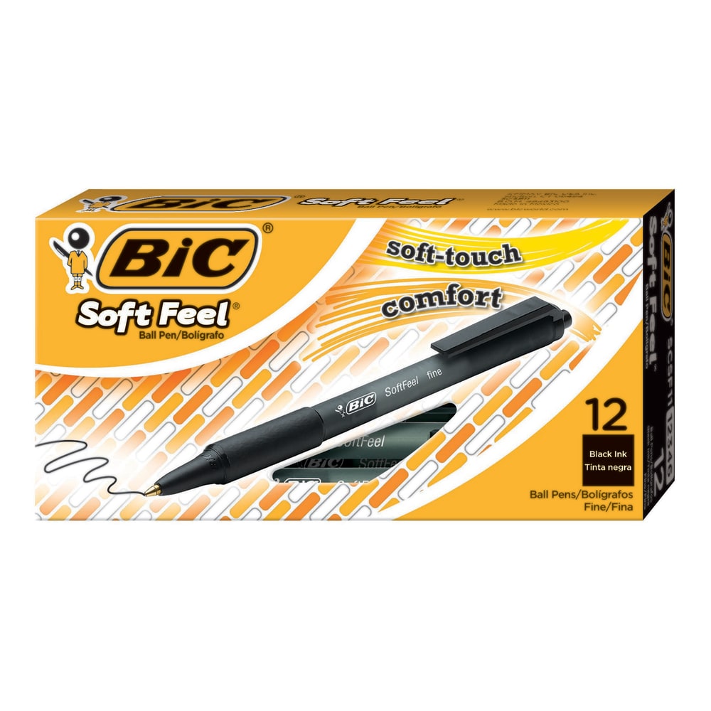 BIC® Soft Feel® Retractable Ballpoint Pens, Fine Point,