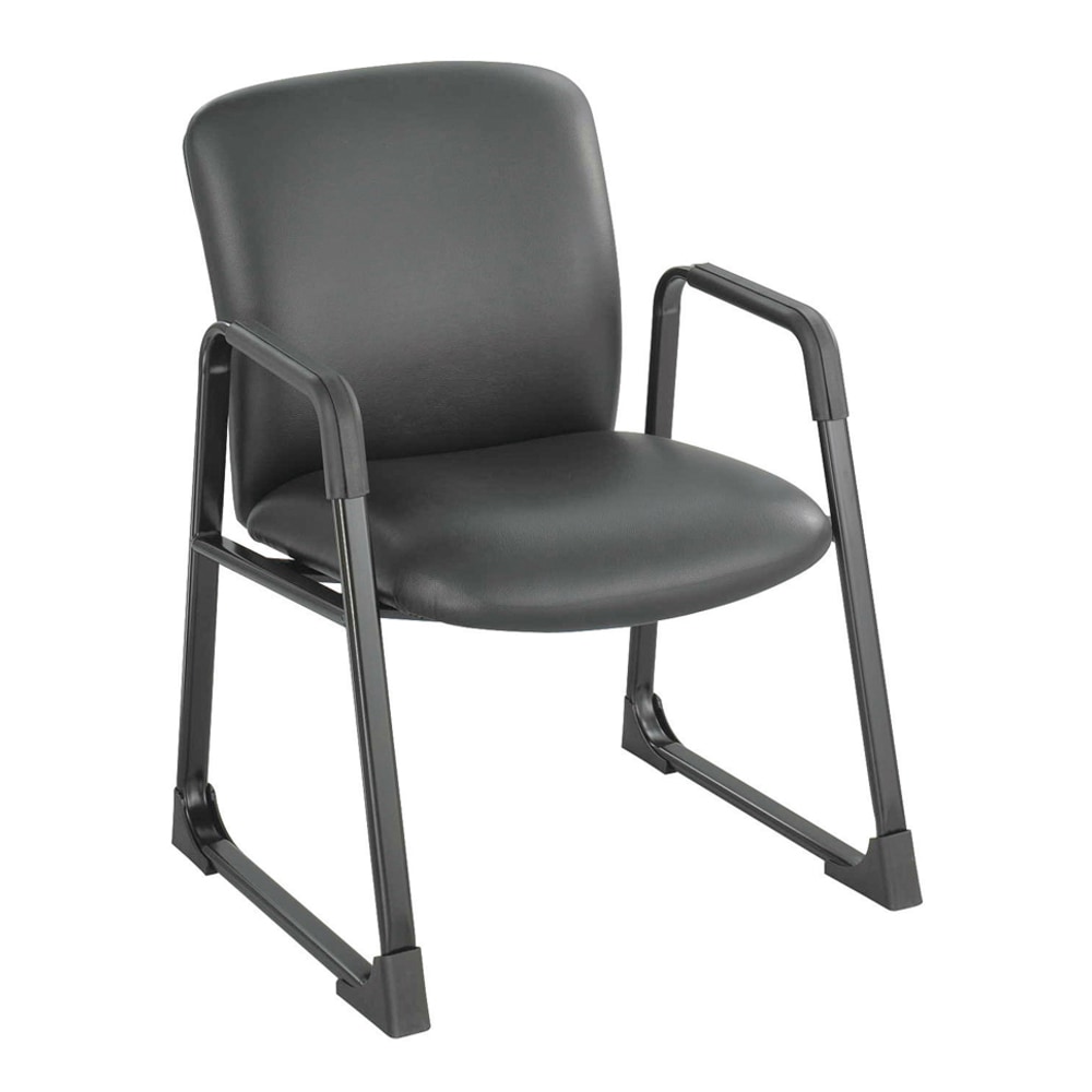 Safco® Uber Fabric Guest Chair, Bonded Leather, Black