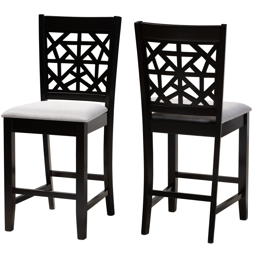 Baxton Studio Devon Counter Stools, Gray/Espresso Brown, Set