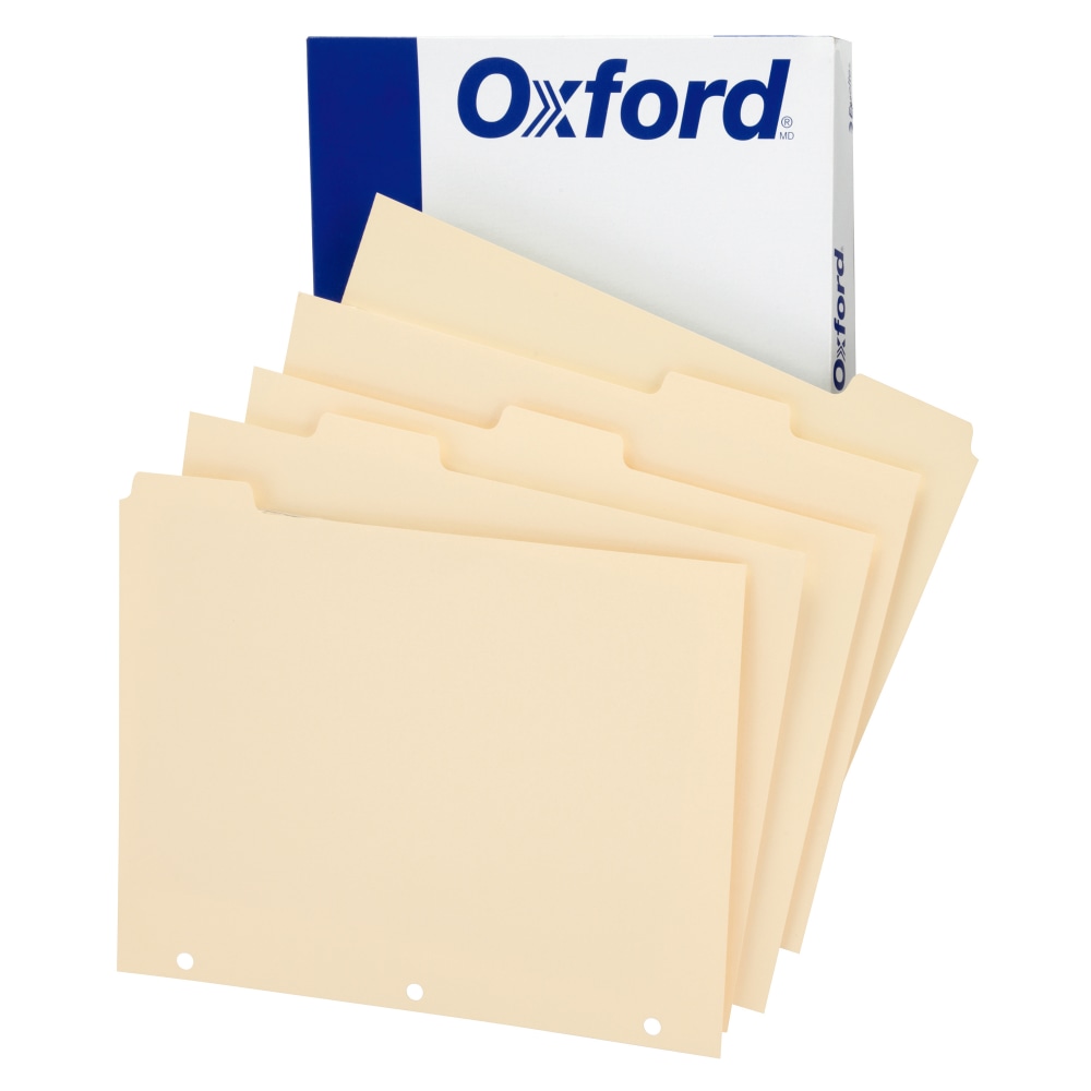 Oxford™ Manila Tab Dividers, Blank, 5-Tab, Box Of