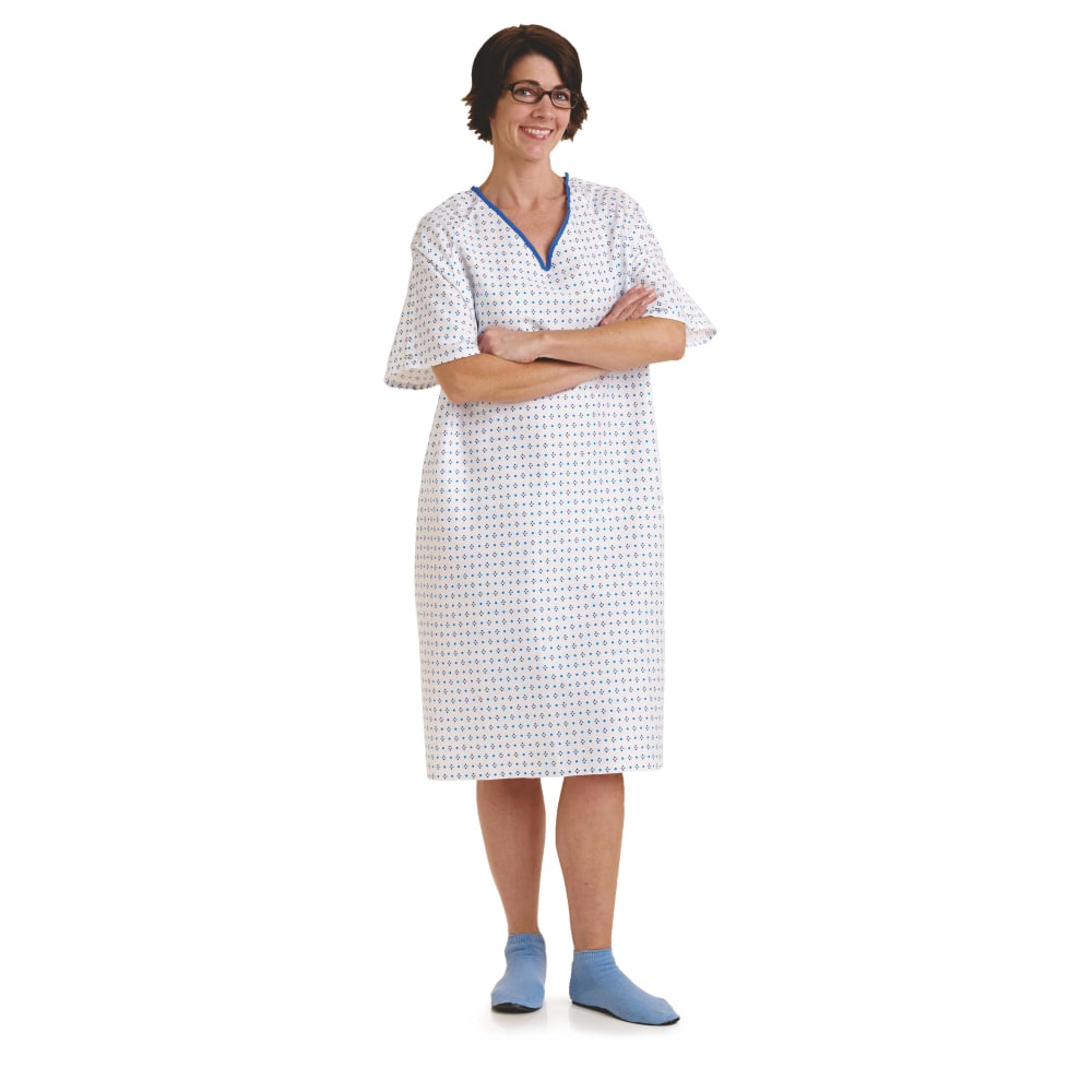 Medline Overlap Back-Closure IV Patient Gowns, 54", Demure,