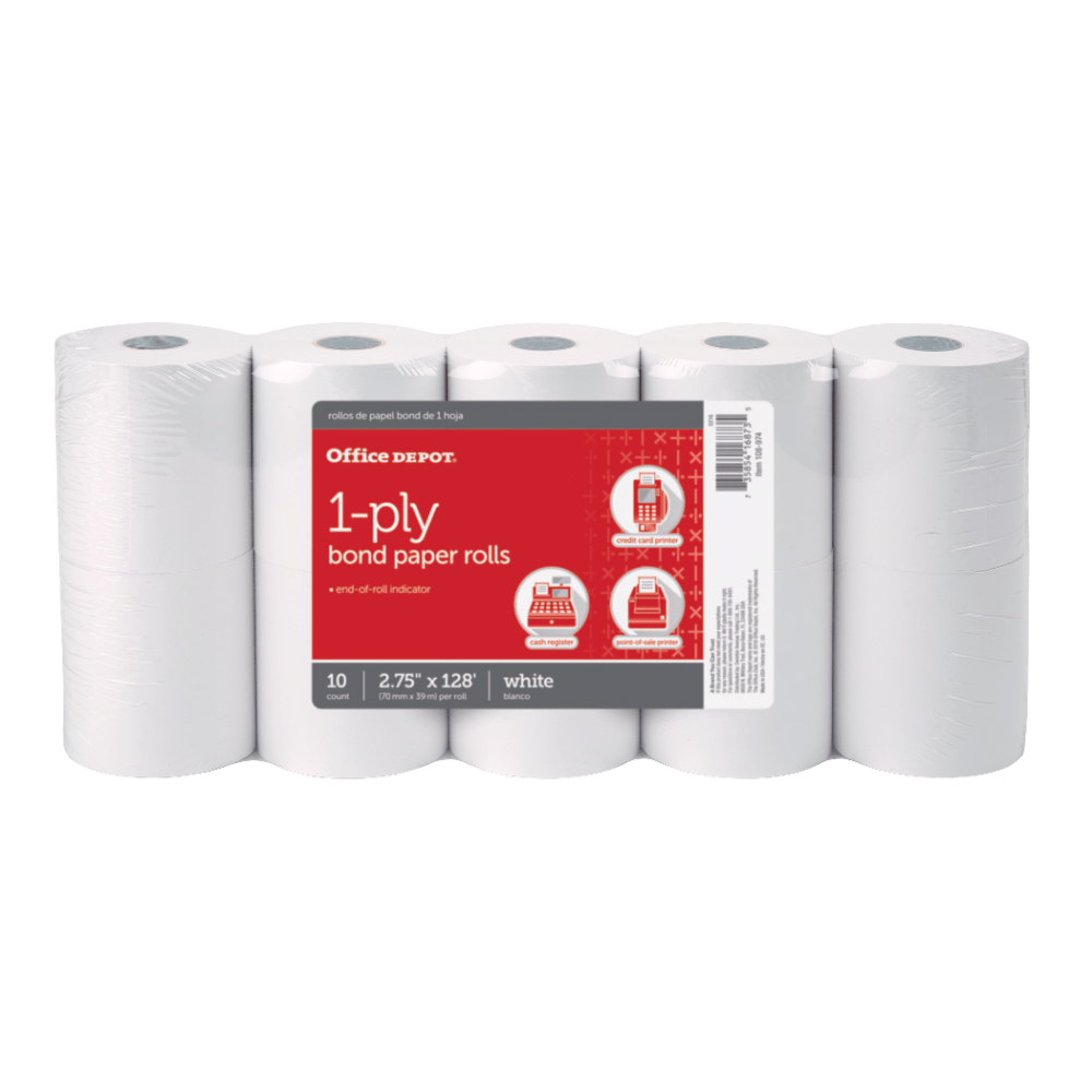 Office Depot® Brand 1-Ply Bond Paper Rolls, 2-3/4"