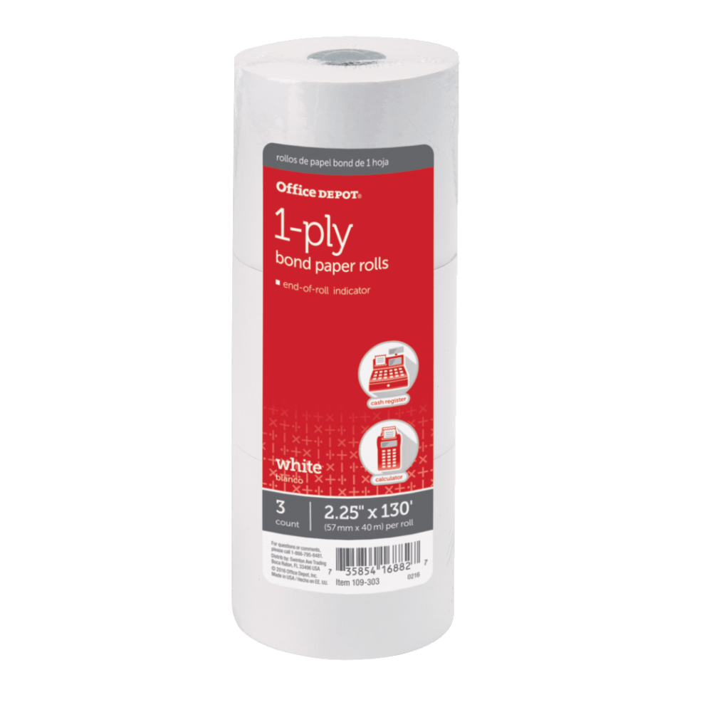 Office Depot® Brand 1-Ply Bond Paper Rolls, 2-1/4"